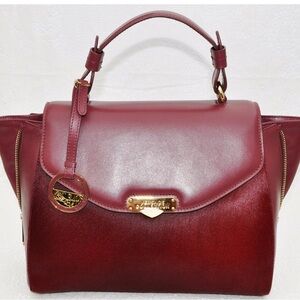 VERSACE Collection Women's Top Handle Calf Hair & Leather Satchel /Bordeaux